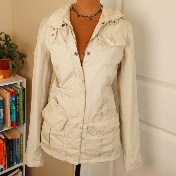 Barbour UK Heritage Amelia Featherweight Classic Cream Waterproof Utility Jacket - Picture 1 of 6